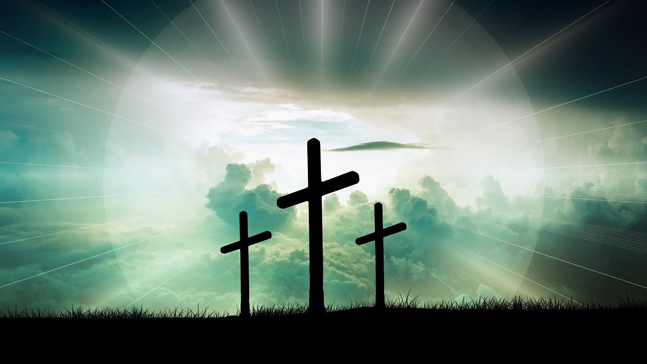 crosses, clouds, faith, christ, god, jesus, sun, light, sky, crucifixion, resurrection, bible, christianity, church, nature, easter, religion
